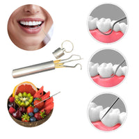 Helly White Kit d’hygiène dentaire pour le détartrage étui avec Cure-dents en inox et en bois, multiusage pic détartrage des dents nettoyage inter dentaire Vitorinox Elmex GUM  
