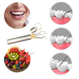 Helly White Kit d’hygiène dentaire pour le détartrage étui avec Cure-dents en inox et en bois, multiusage pic détartrage des dents nettoyage inter dentaire Vitorinox Elmex GUM  